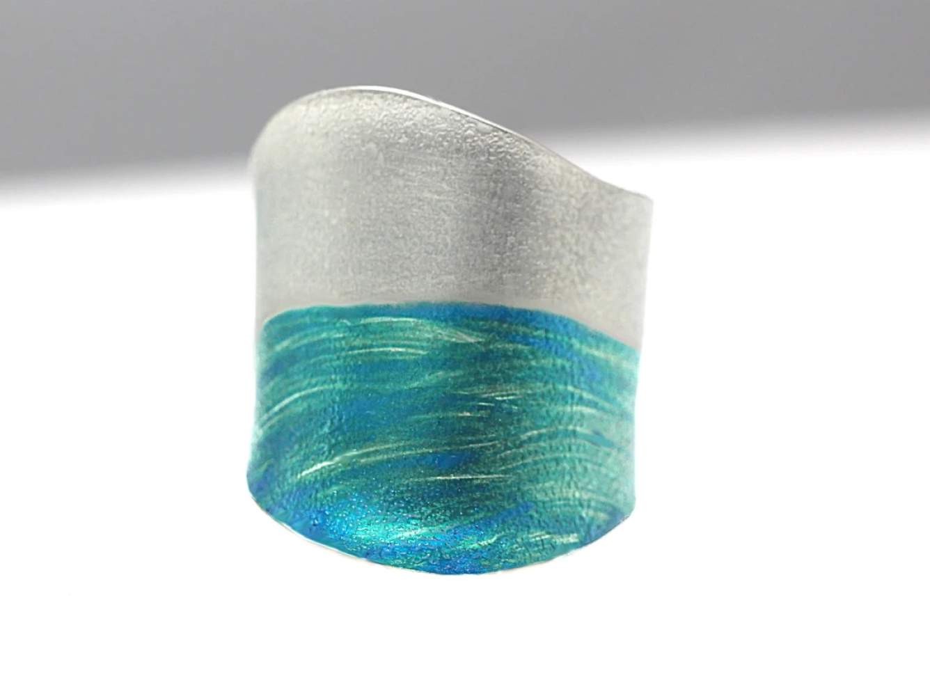 The BIG WAVE ring. Hand painted unique statement ring. Sterling silver